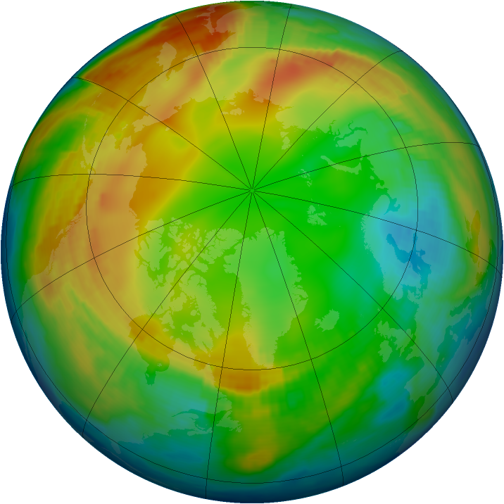 Arctic ozone map for 22 January 1997